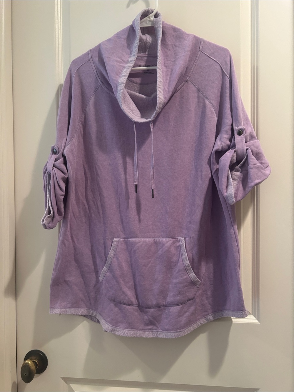 G.H. Bass & Co. Lilac Cowl Neck Roll-Sleeve Pullover Sweatshirt Top size XL